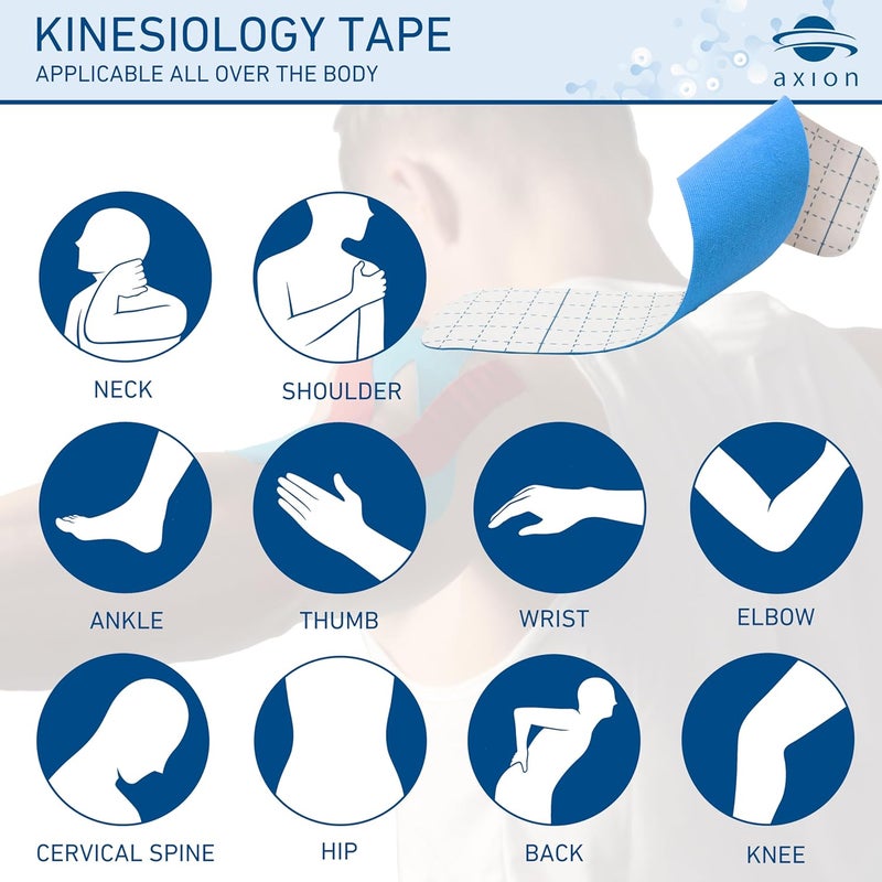 Axion Kinesiology Tapes PRECUT Blue Beige | 50 Pre-Cut Sport Tape Strips 10x2 in | Waterproof • Skin-Friendly • Elastic | Kinesiology Tapes Ideal for Sports - Image 3